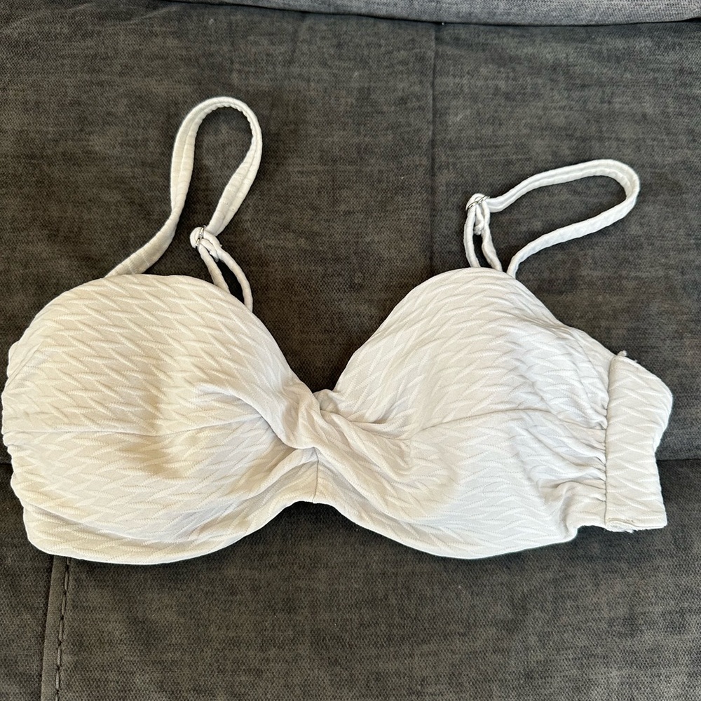 H&M White Swim Bra with Textured Fabric
